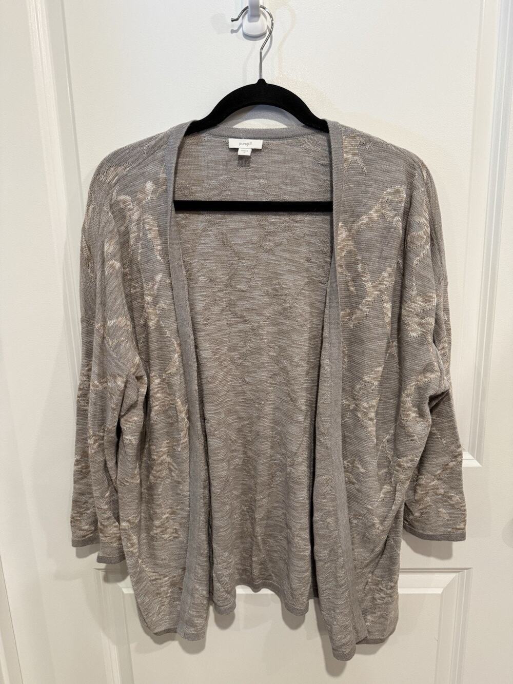 J Jill Cardigan Sweater Womens Sz Medium Gray Lightweight Long Sleeve Business